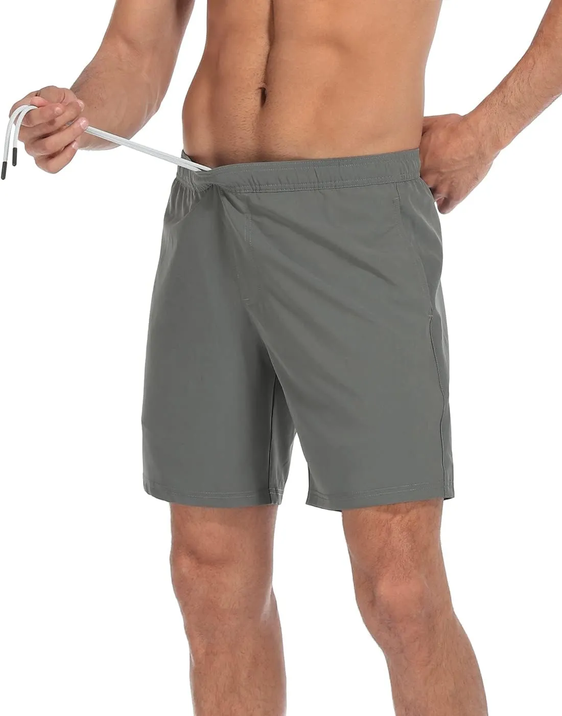 LRD Mens Athletic Workout Shorts with Compression Liner 7 inch Inseam