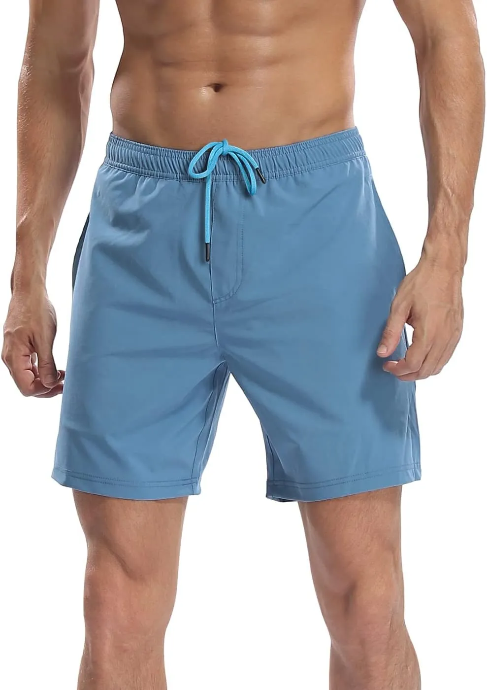LRD Mens Athletic Workout Shorts with Compression Liner 7 inch Inseam
