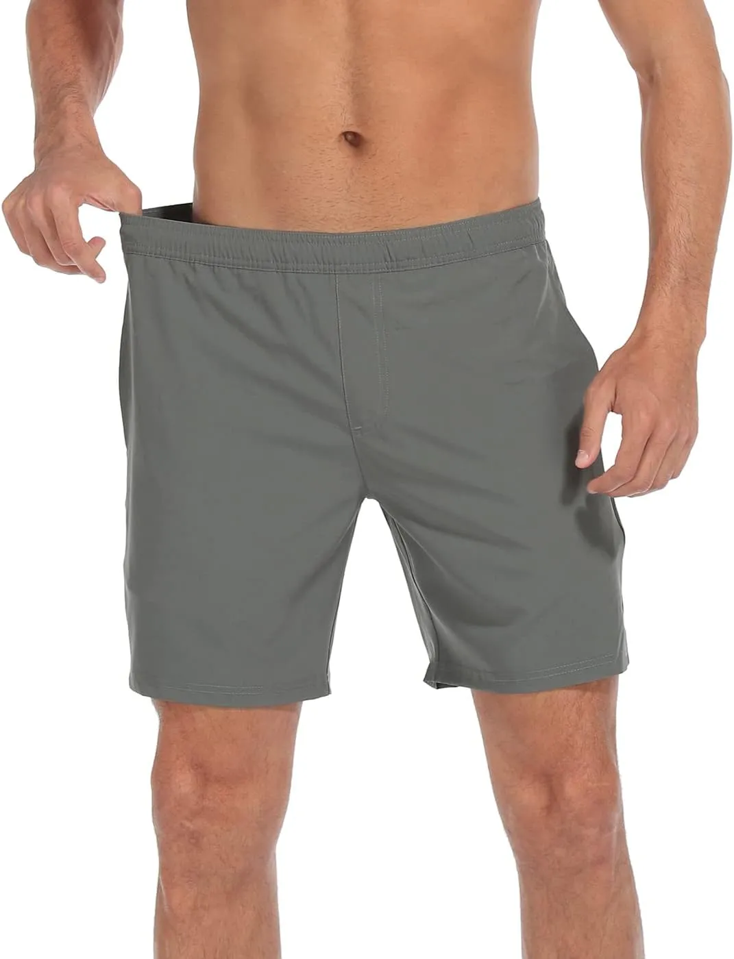 LRD Mens Athletic Workout Shorts with Compression Liner 7 inch Inseam