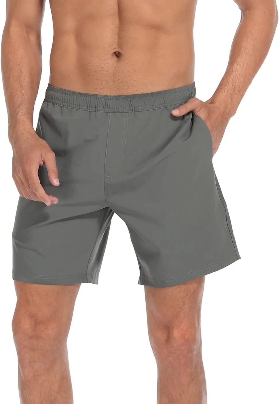LRD Mens Athletic Workout Shorts with Compression Liner 7 inch Inseam