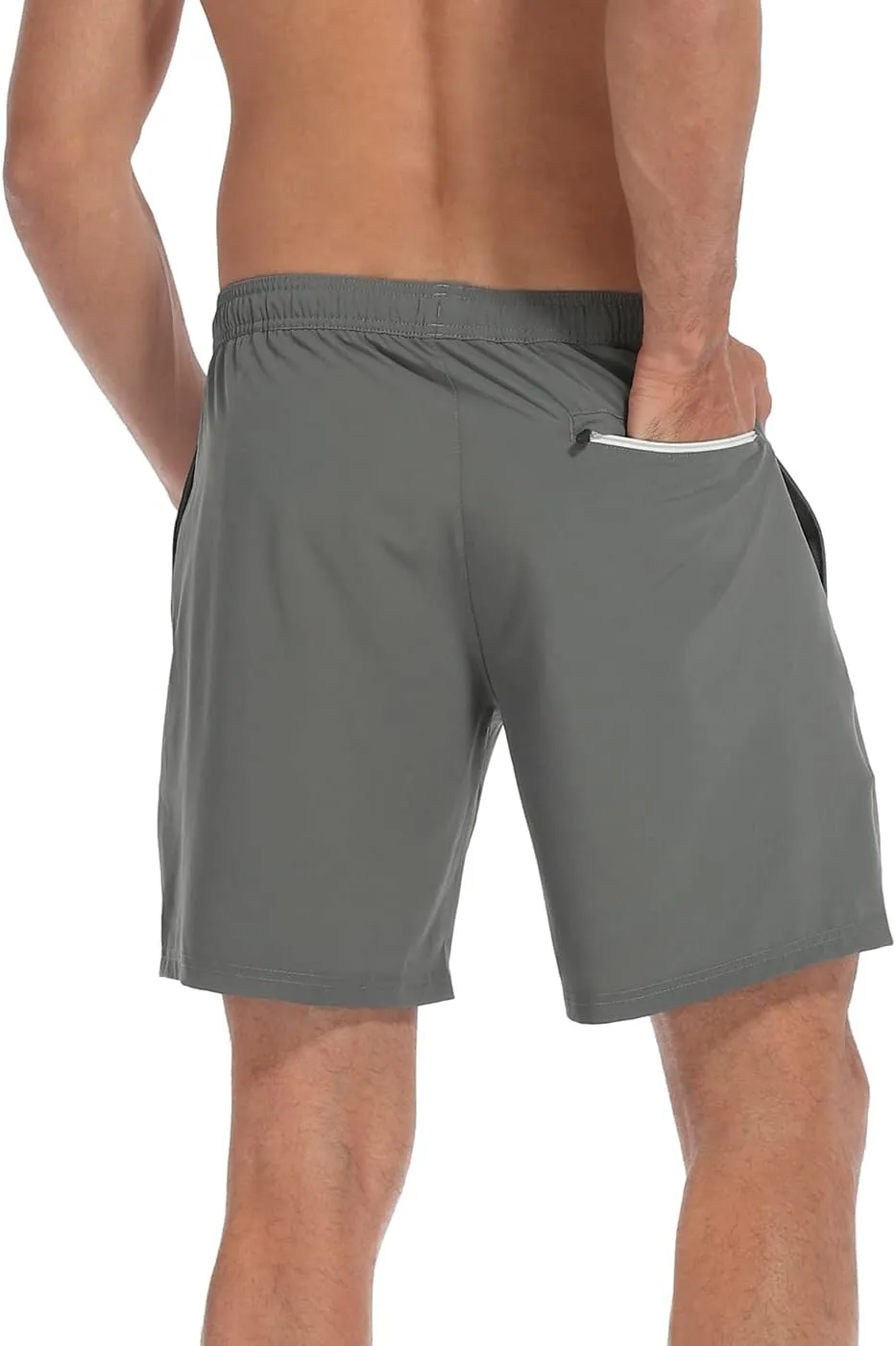 LRD Mens Athletic Workout Shorts with Compression Liner 7 inch Inseam