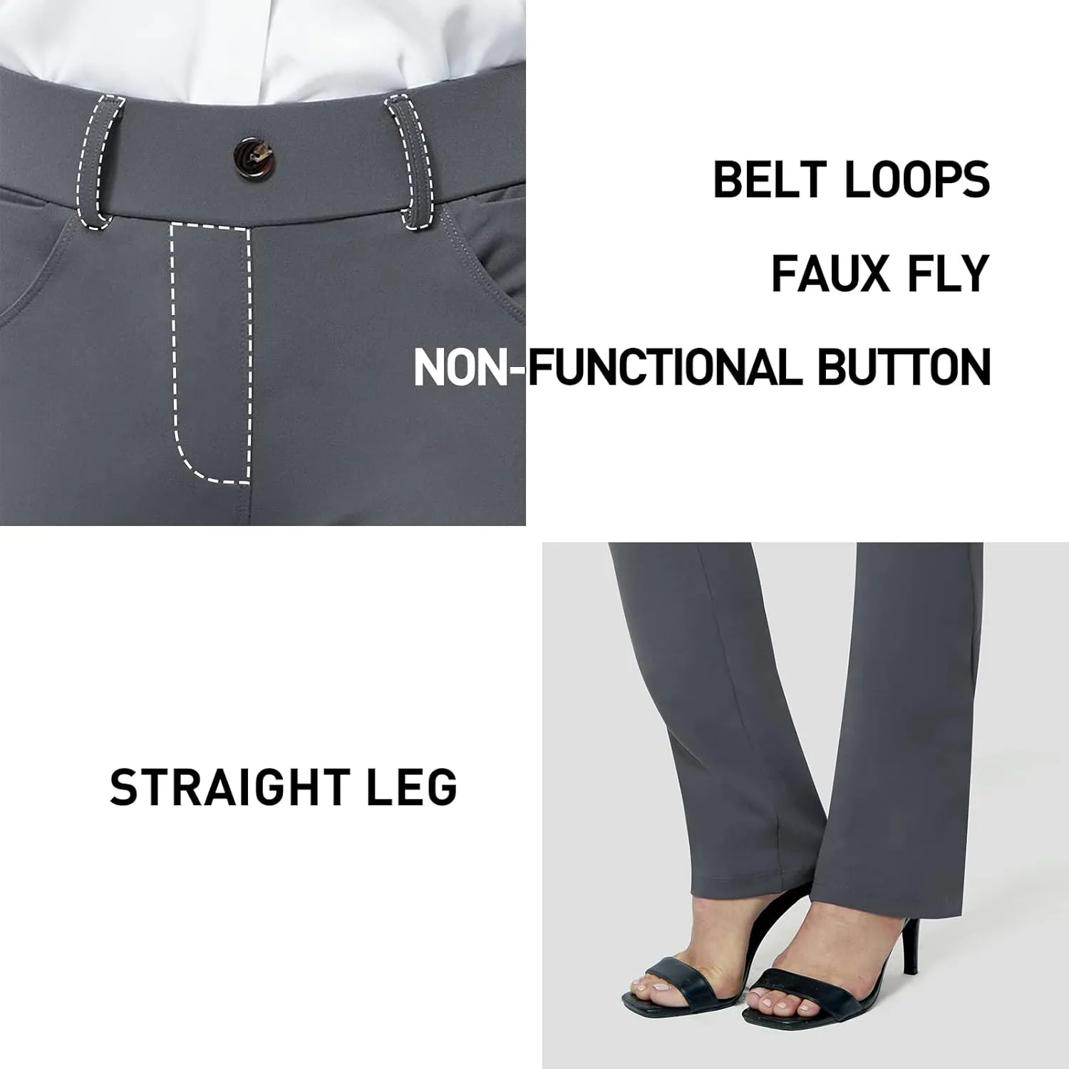 M MOTEEPI Yoga Dress Pants for Women 31''/29''/33'' High Waisted Pull on Work Pants Business Slacks