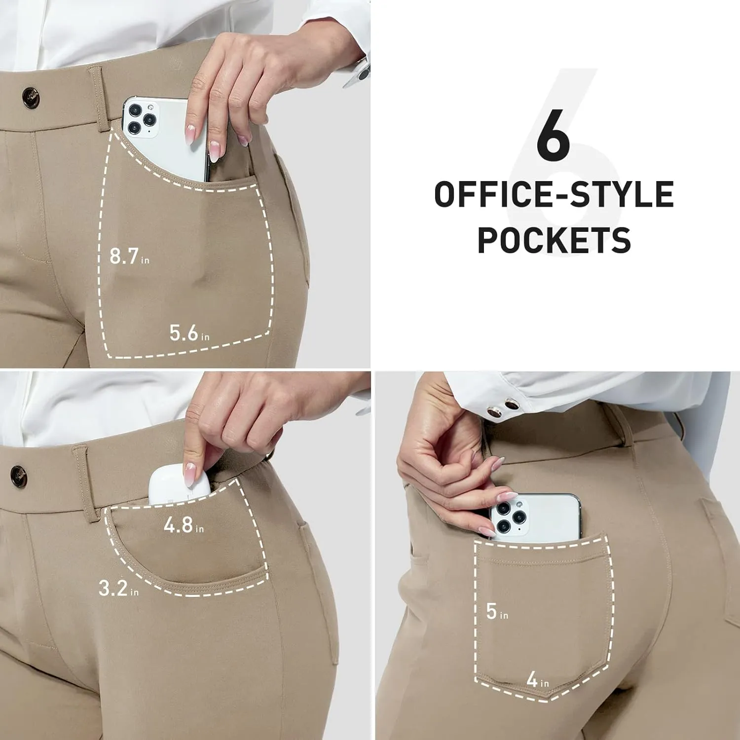 M MOTEEPI Yoga Dress Pants for Women 31''/29''/33'' High Waisted Pull on Work Pants Business Slacks