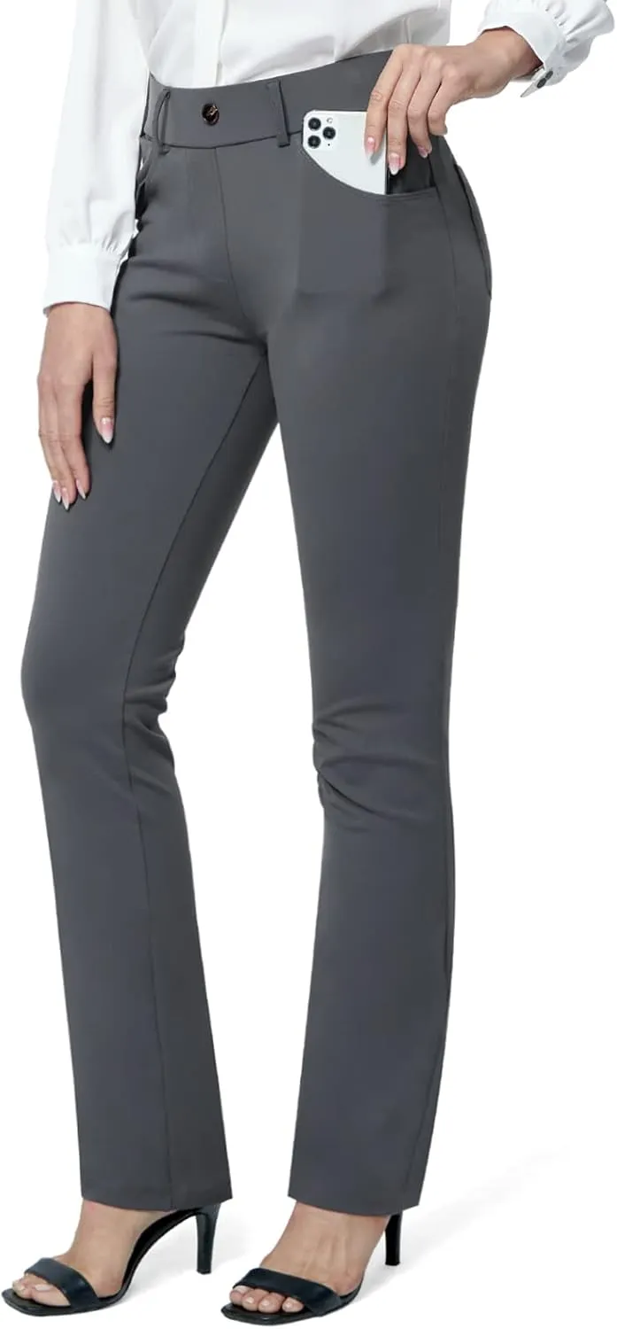 M MOTEEPI Yoga Dress Pants for Women 31''/29''/33'' High Waisted Pull on Work Pants Business Slacks