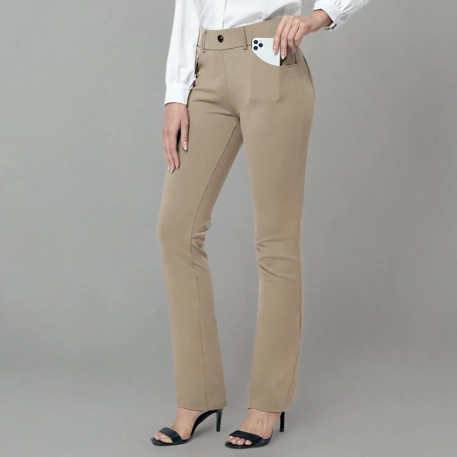 M MOTEEPI Yoga Dress Pants for Women 31''/29''/33'' High Waisted Pull on Work Pants Business Slacks