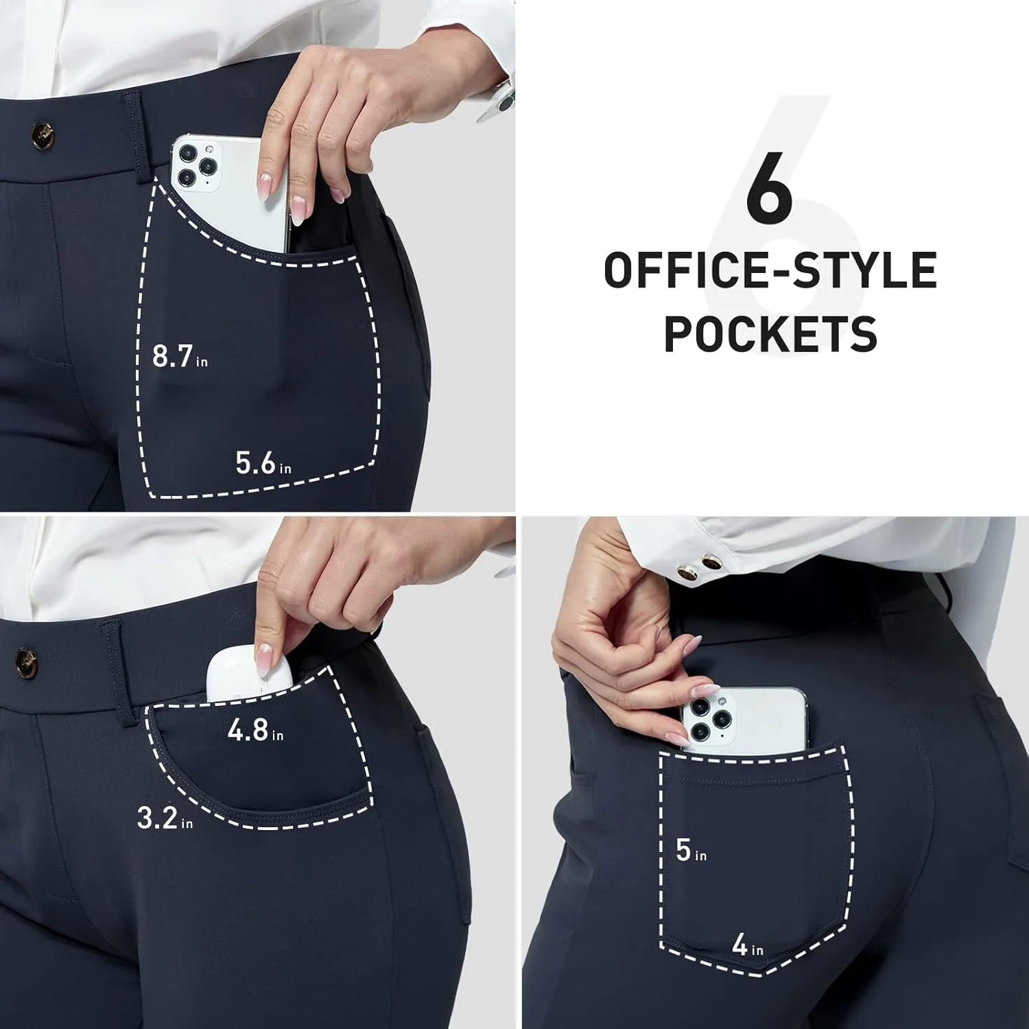 M MOTEEPI Yoga Dress Pants for Women 31''/29''/33'' High Waisted Pull on Work Pants Business Slacks