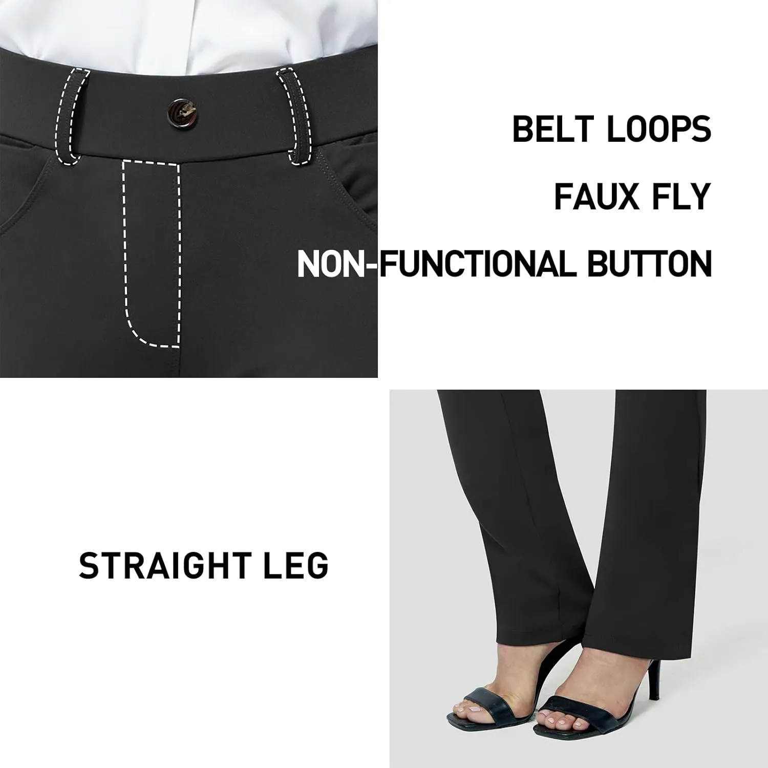 M MOTEEPI Yoga Dress Pants for Women 31''/29''/33'' High Waisted Pull on Work Pants Business Slacks