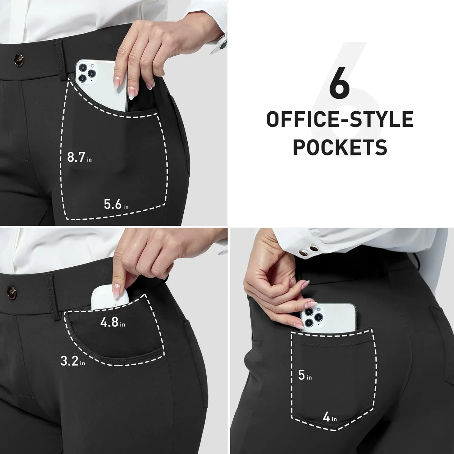 M MOTEEPI Yoga Dress Pants for Women 31''/29''/33'' High Waisted Pull on Work Pants Business Slacks