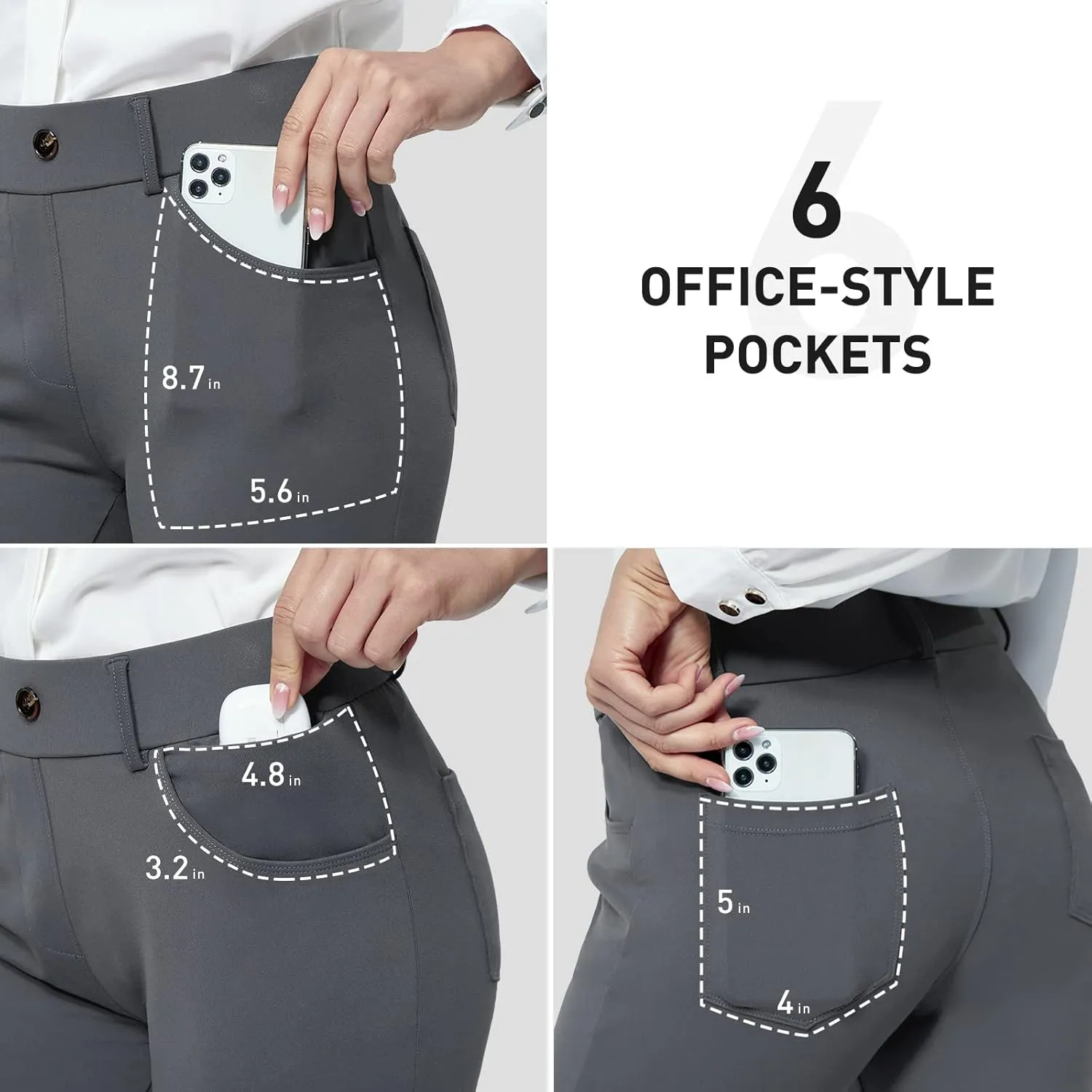 M MOTEEPI Yoga Dress Pants for Women 31''/29''/33'' High Waisted Pull on Work Pants Business Slacks