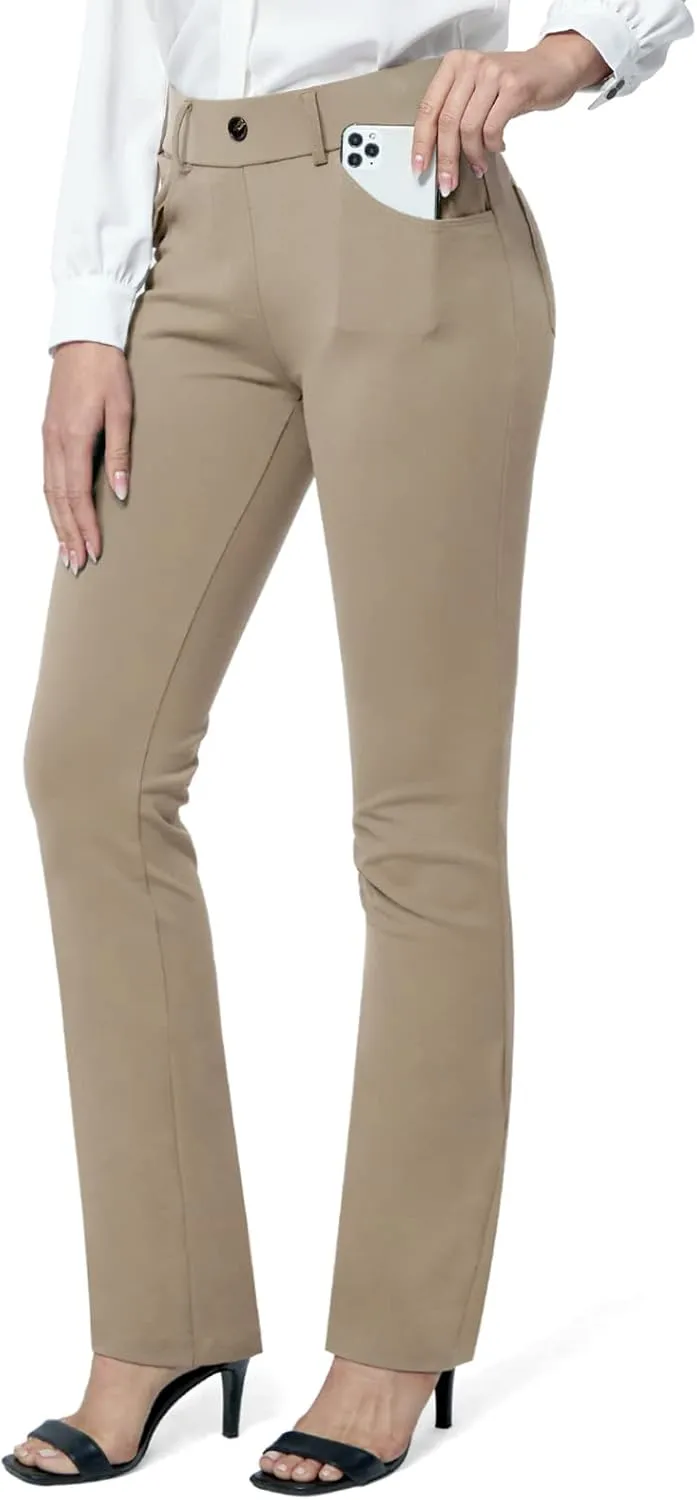 M MOTEEPI Yoga Dress Pants for Women 31''/29''/33'' High Waisted Pull on Work Pants Business Slacks