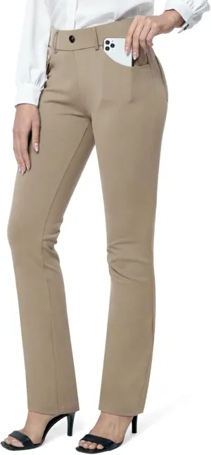 M MOTEEPI Yoga Dress Pants for Women 31''/29''/33'' High Waisted Pull on Work Pants Business Slacks