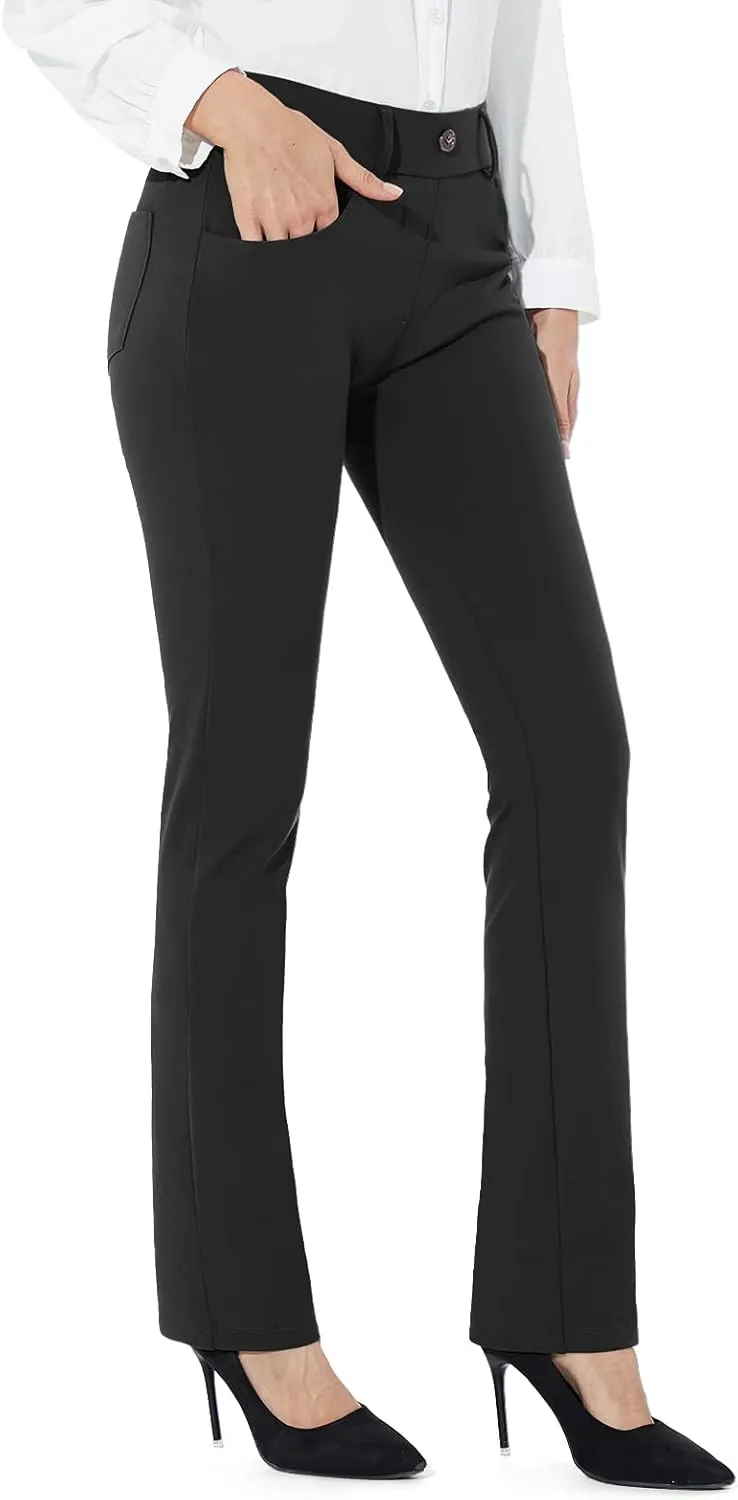 M MOTEEPI Yoga Dress Pants for Women 31''/29''/33'' High Waisted Pull on Work Pants Business Slacks
