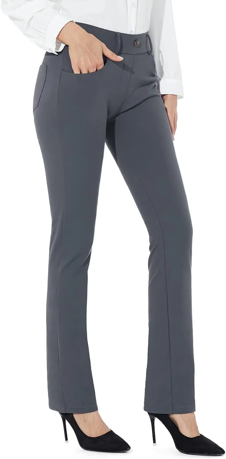 M MOTEEPI Yoga Dress Pants for Women 31''/29''/33'' High Waisted Pull on Work Pants Business Slacks