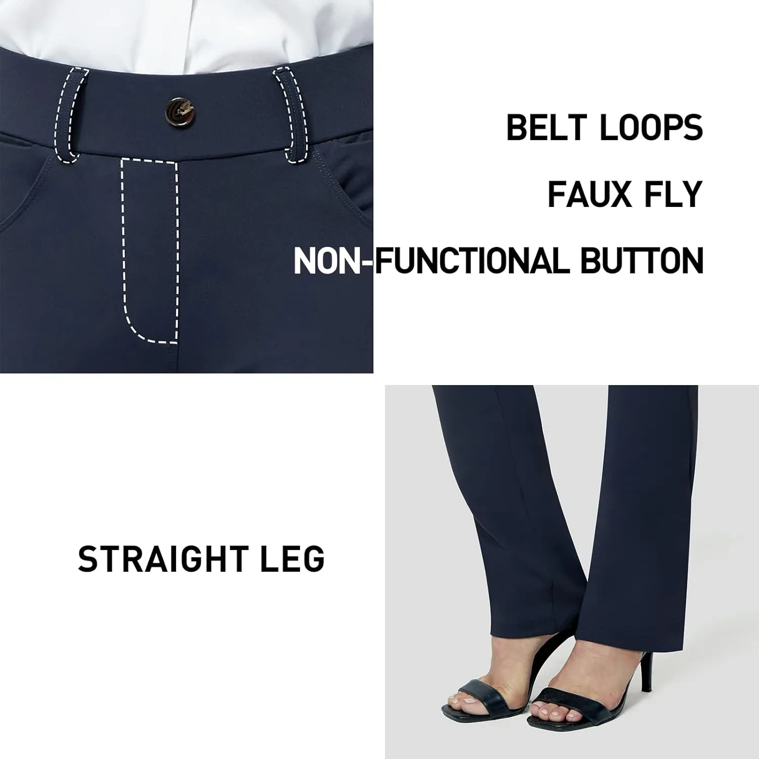 M MOTEEPI Yoga Dress Pants for Women 31''/29''/33'' High Waisted Pull on Work Pants Business Slacks