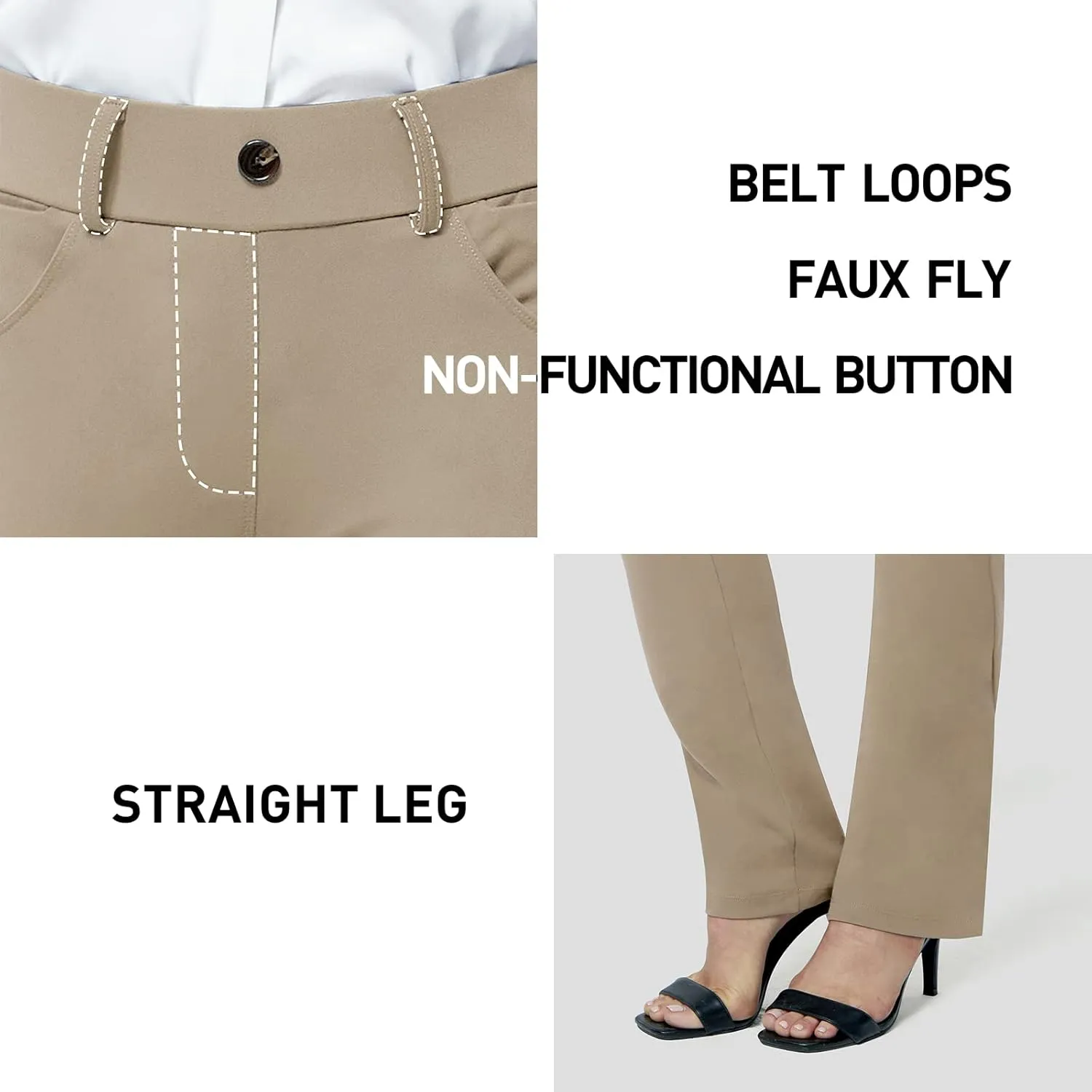 M MOTEEPI Yoga Dress Pants for Women 31''/29''/33'' High Waisted Pull on Work Pants Business Slacks