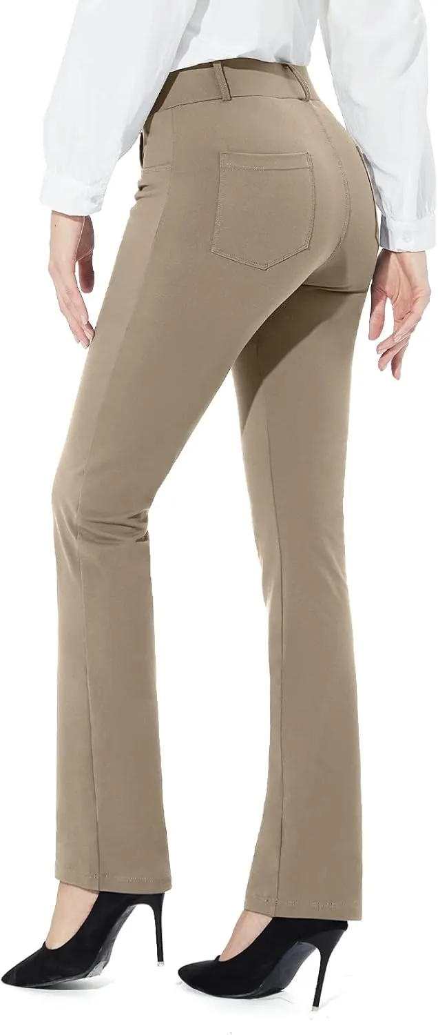 M MOTEEPI Yoga Dress Pants for Women 31''/29''/33'' High Waisted Pull on Work Pants Business Slacks