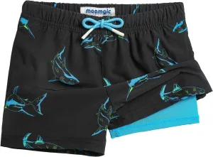 maamgic Boys Swim Trunks with Compression Liner Toddler Stretch Swim Shorts