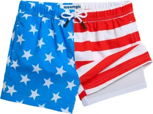 maamgic Boys Swim Trunks with Compression Liner Toddler Stretch Swim Shorts