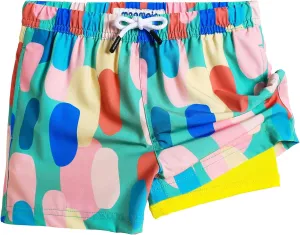 maamgic Boys Swim Trunks with Compression Liner Toddler Stretch Swim Shorts