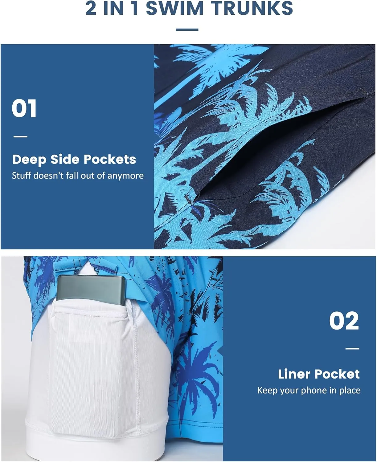maamgic Mens 5 Inch Stretch Swimming Shorts Compression Liner Swim Trunks Swimwear Bathing Suits Beach Wear Swim Suits