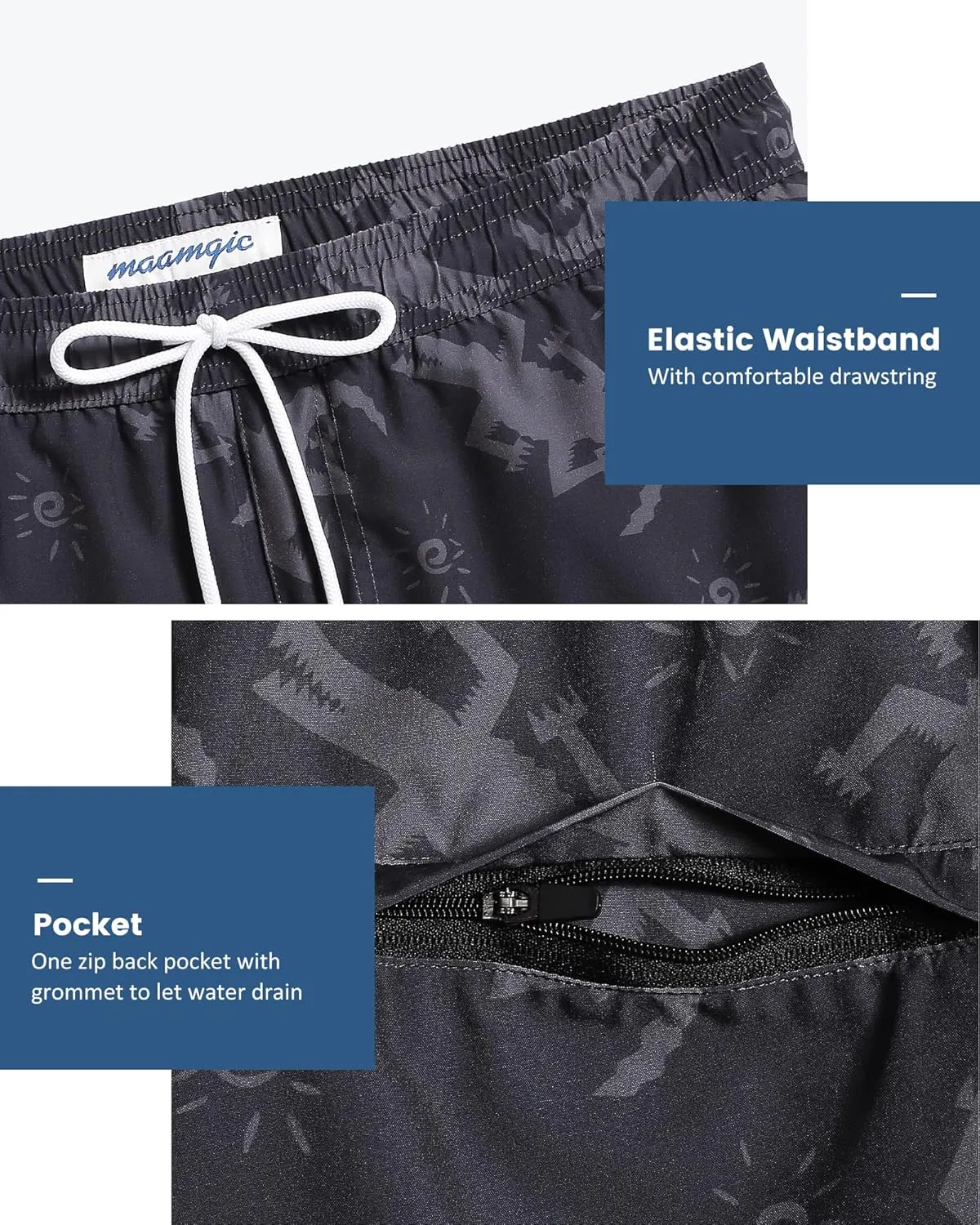 maamgic Mens 5 Inch Stretch Swimming Shorts Compression Liner Swim Trunks Swimwear Bathing Suits Beach Wear Swim Suits