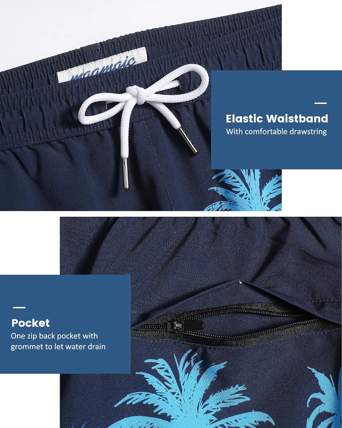 maamgic Mens 5 Inch Stretch Swimming Shorts Compression Liner Swim Trunks Swimwear Bathing Suits Beach Wear Swim Suits