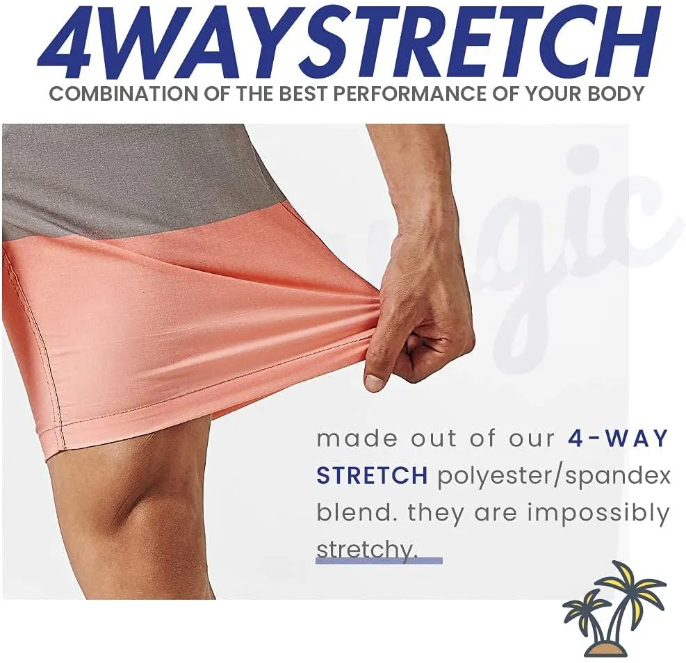 maamgic Mens 7" Stretch Swim Trunks Quick Dry Mesh Lining Swimwear Bathing Suits
