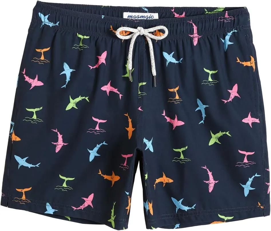 maamgic Mens 7" Stretch Swim Trunks Quick Dry Mesh Lining Swimwear Bathing Suits