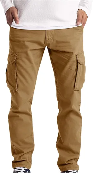 Men Cargo Work Pants Casual Cotton Stretch Elasticated Waist Pant Sweatpant Joggers Baggy Fitness Jogging