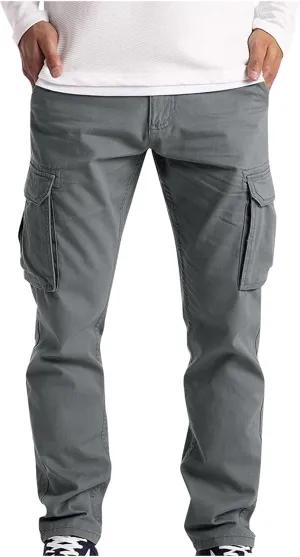 Men Cargo Work Pants Casual Cotton Stretch Elasticated Waist Pant Sweatpant Joggers Baggy Fitness Jogging