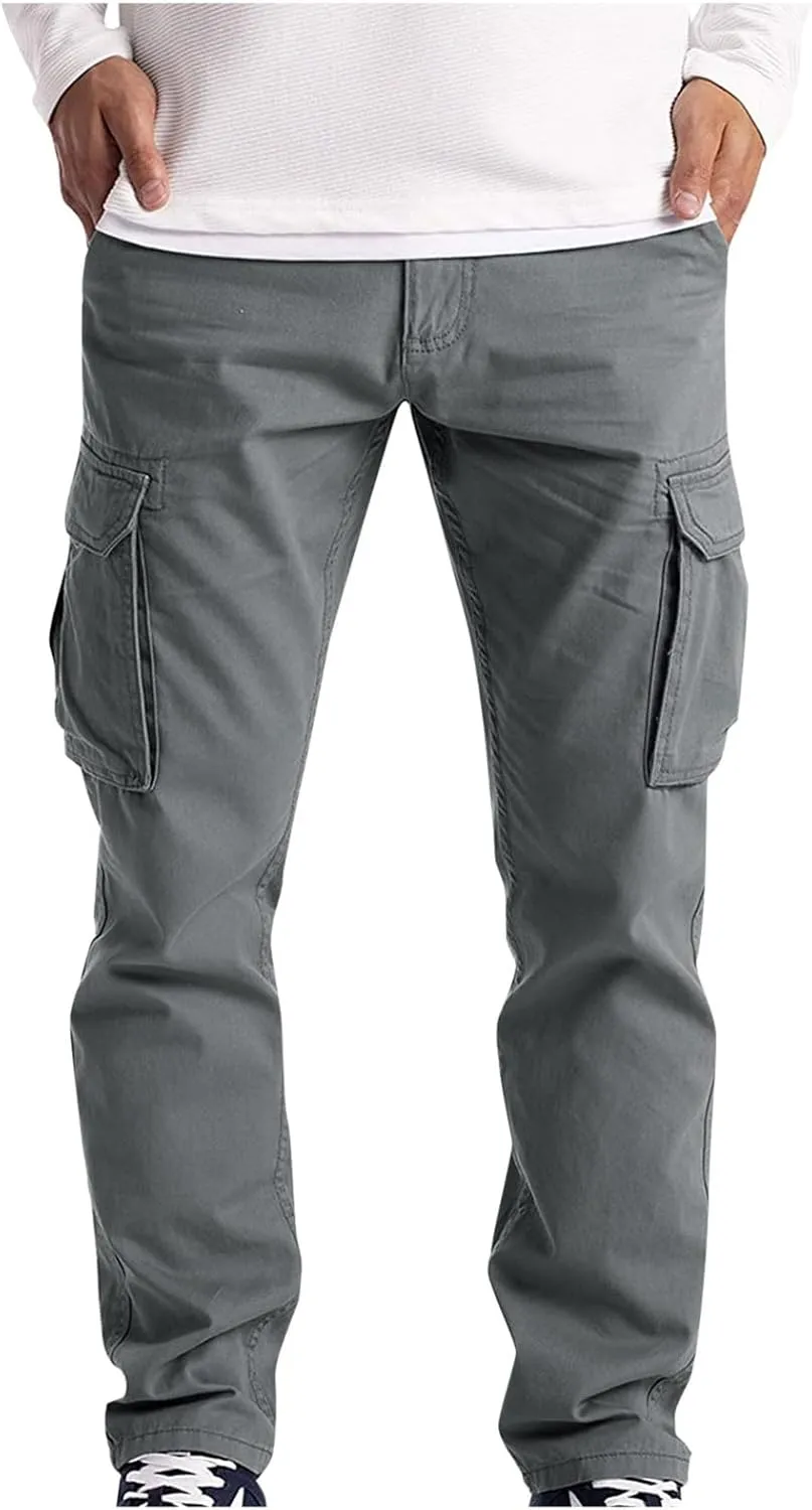 Men Cargo Work Pants Casual Cotton Stretch Elasticated Waist Pant Sweatpant Joggers Baggy Fitness Jogging