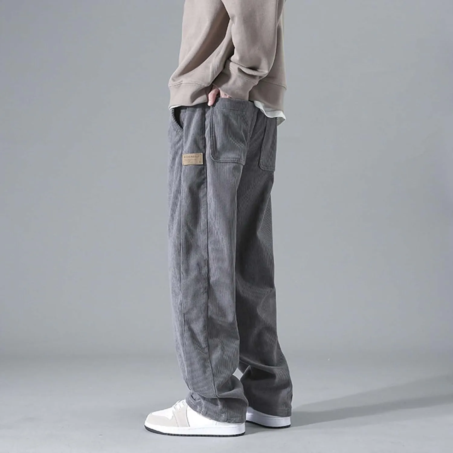 Men Jogging Pants Casual Joggers Sports Running Fitness Gym Sweatpant Open Hem Elasticated Stretch Waist Pant