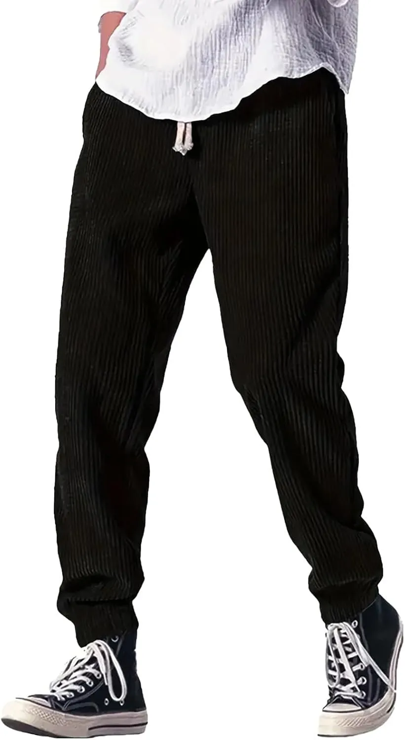 Men Lightweight Jogging Pant with Pockets Track Work Joggers Loose Sport Casual Sweatpant Elastic Waist Pants