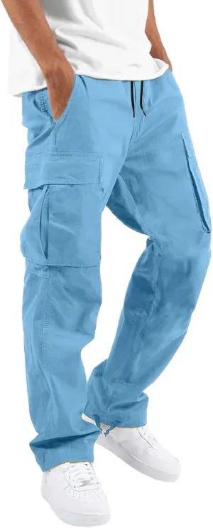 Men Lightweight Jogging Pant with Pockets Track Work Joggers Loose Sport Casual Sweatpant Elastic Waist Pants