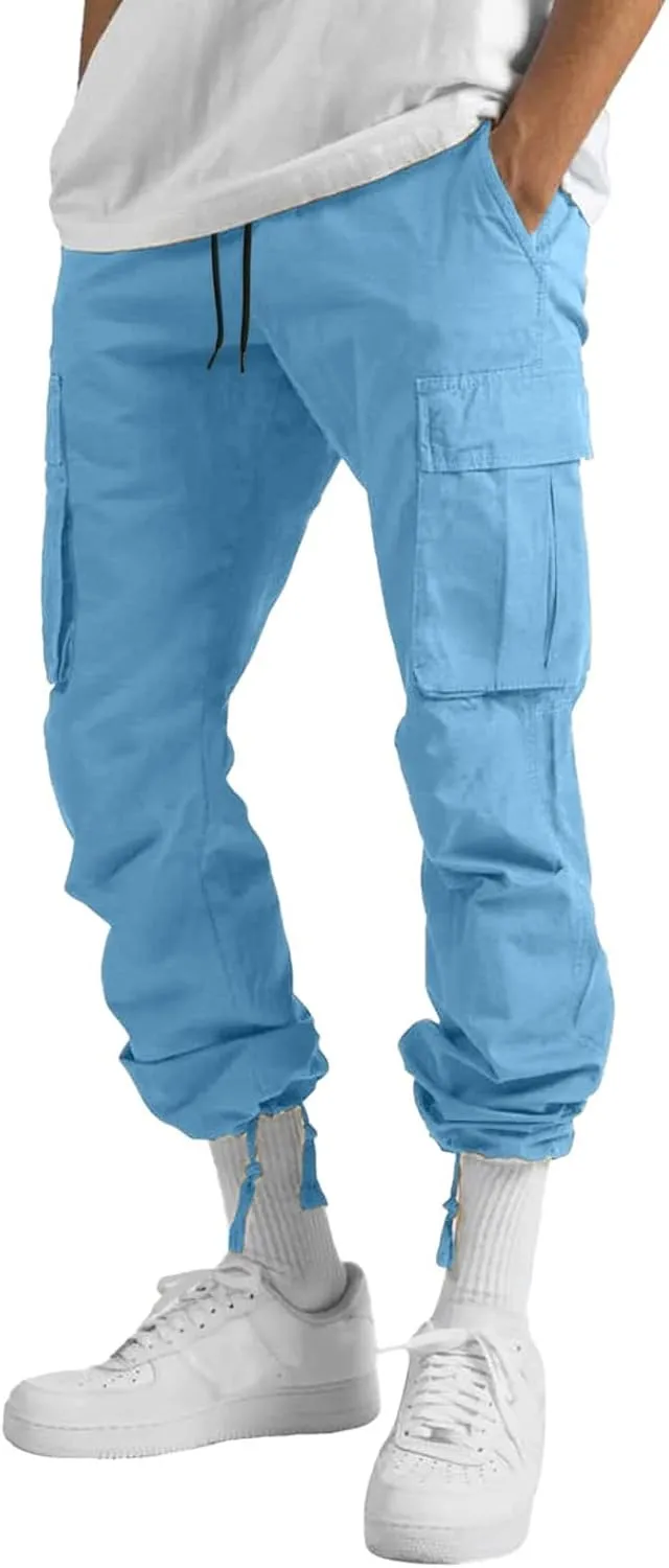 Men Lightweight Jogging Pant with Pockets Track Work Joggers Loose Sport Casual Sweatpant Elastic Waist Pants