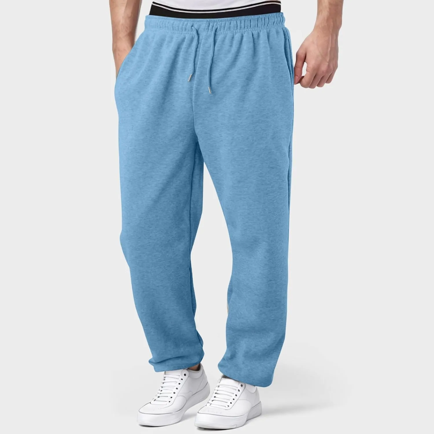 Men Tracksuit Pant Casual Stretchy Jogger Training Sweatpant Straight Leg Elasticated Waist Chino Pant