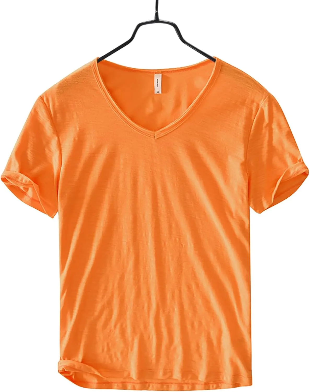 Mens 100% Cotton V-Neck T Shirts Loose Fit Soft Short Sleeve Streetwear Basic Tee Tops Summer Beach Hippie Shirt