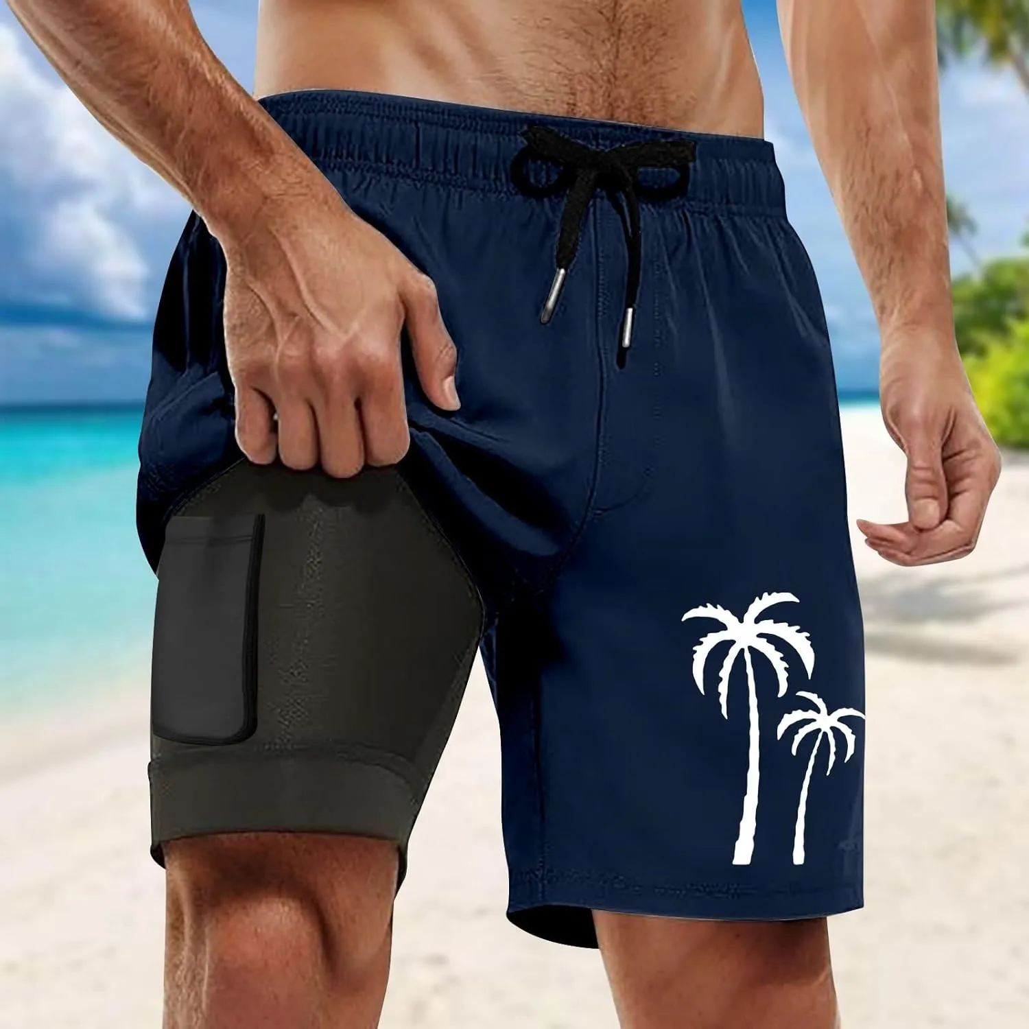Men's 21 Inch Solid Boardshorts-Water Resistant Swim Trunks for Men with Quick Dry Stretch Fabric and Pockets