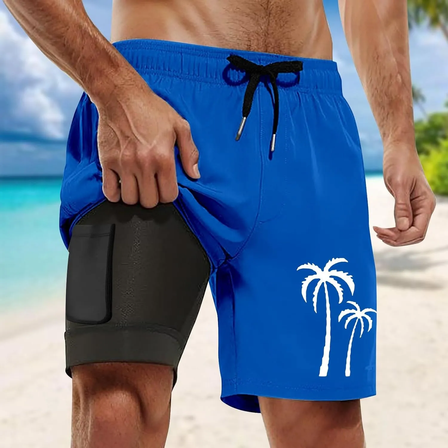 Men's 21 Inch Solid Boardshorts-Water Resistant Swim Trunks for Men with Quick Dry Stretch Fabric and Pockets