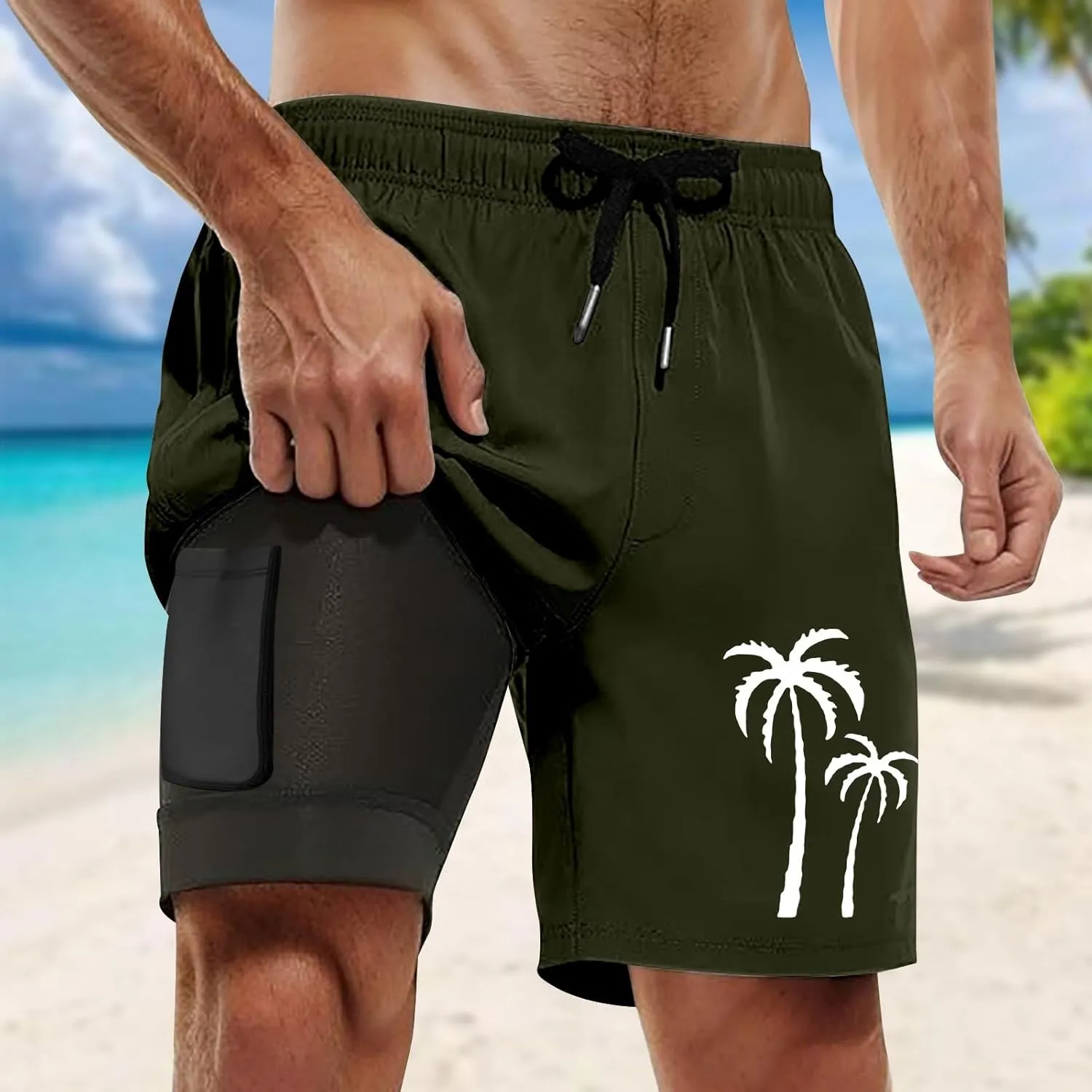 Men's 21 Inch Solid Boardshorts-Water Resistant Swim Trunks for Men with Quick Dry Stretch Fabric and Pockets