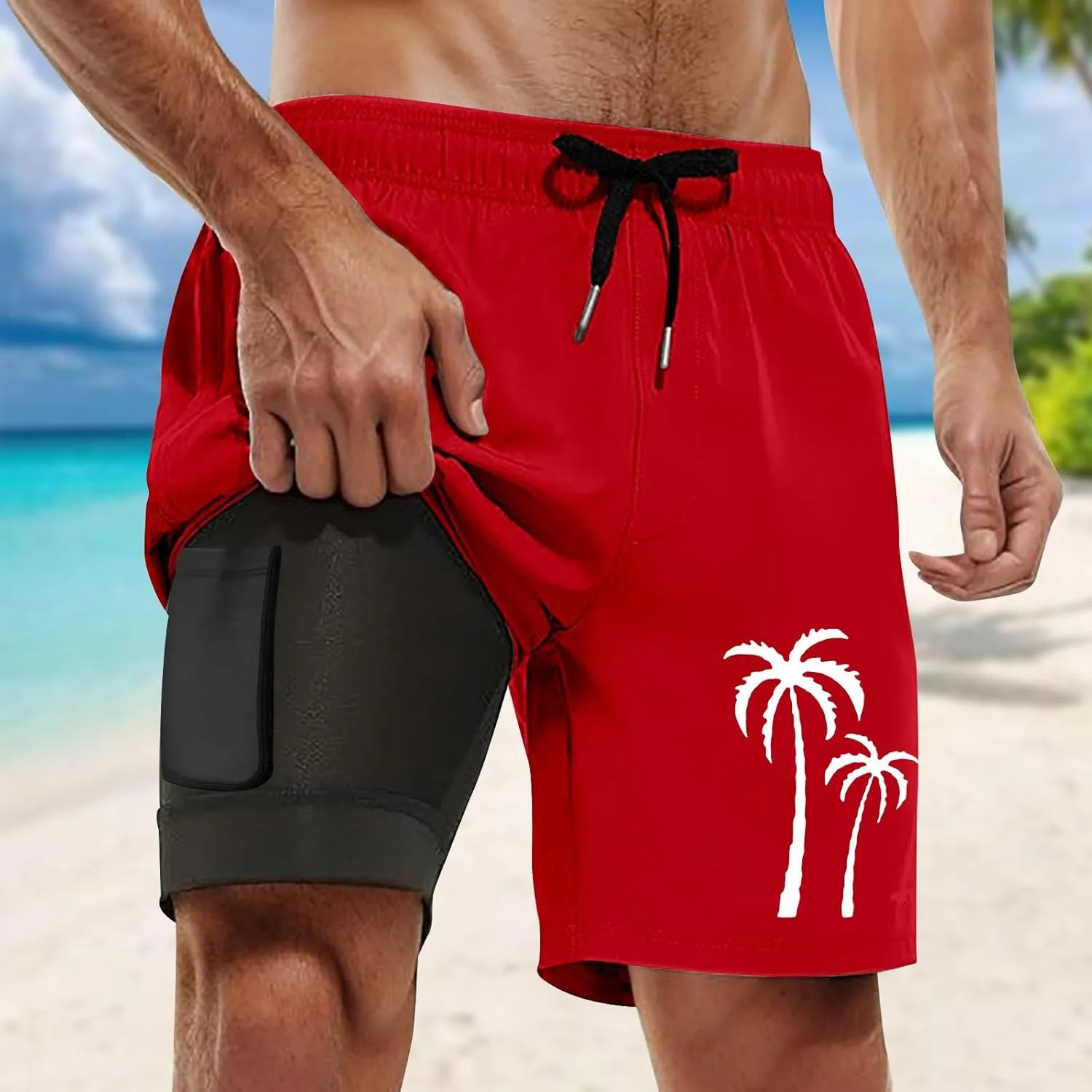 Men's 21 Inch Solid Boardshorts-Water Resistant Swim Trunks for Men with Quick Dry Stretch Fabric and Pockets