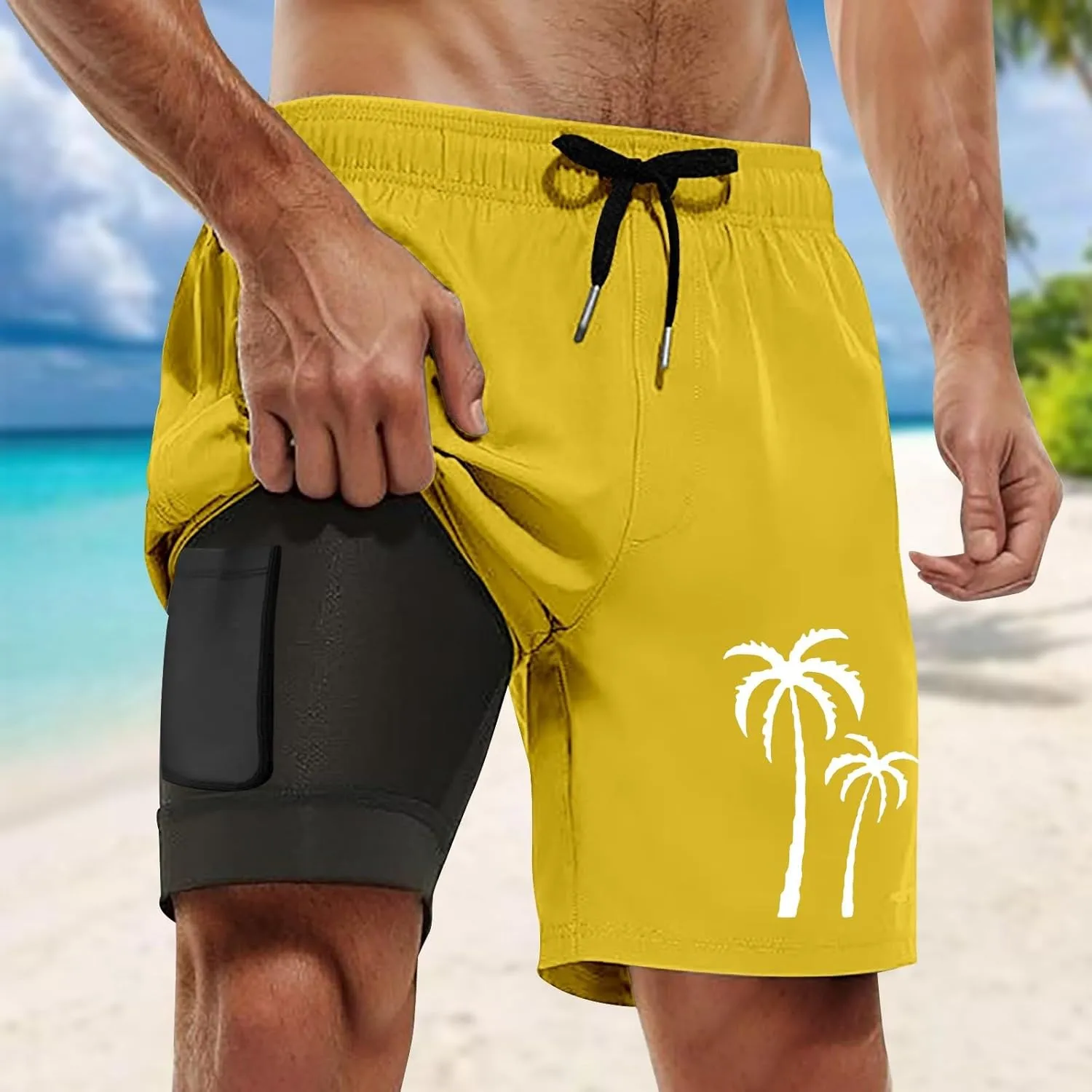 Men's 21 Inch Solid Boardshorts-Water Resistant Swim Trunks for Men with Quick Dry Stretch Fabric and Pockets