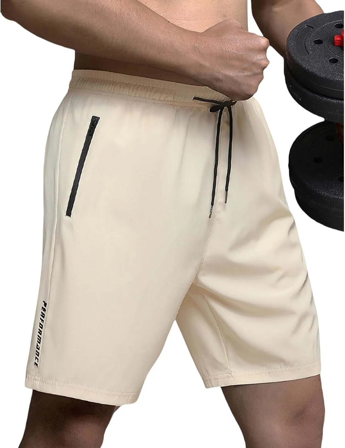 Men's Athletic Shorts Gym Workout Sweat Shorts Quick Dry Water-Repellent Pants Summer Running Pants with Zip Pockets