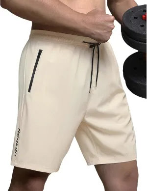Men's Athletic Shorts Gym Workout Sweat Shorts Quick Dry Water-Repellent Pants Summer Running Pants with Zip Pockets