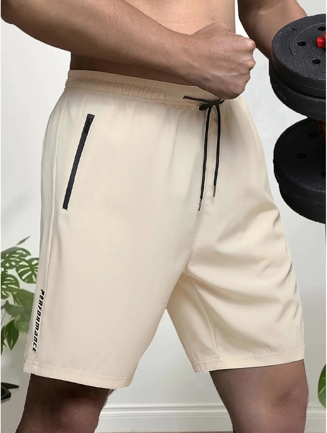 Men's Athletic Shorts Gym Workout Sweat Shorts Quick Dry Water-Repellent Pants Summer Running Pants with Zip Pockets
