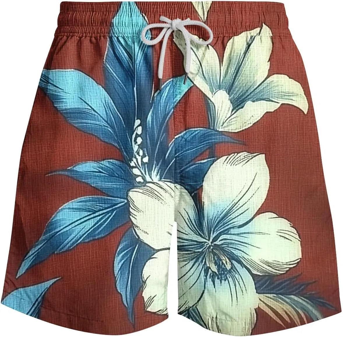 Mens Board Shorts Swimwear Summer Beach Hawaii Graphic Stretch Swim Trunks Elastic Drawstring Waist Bermuda Shorts