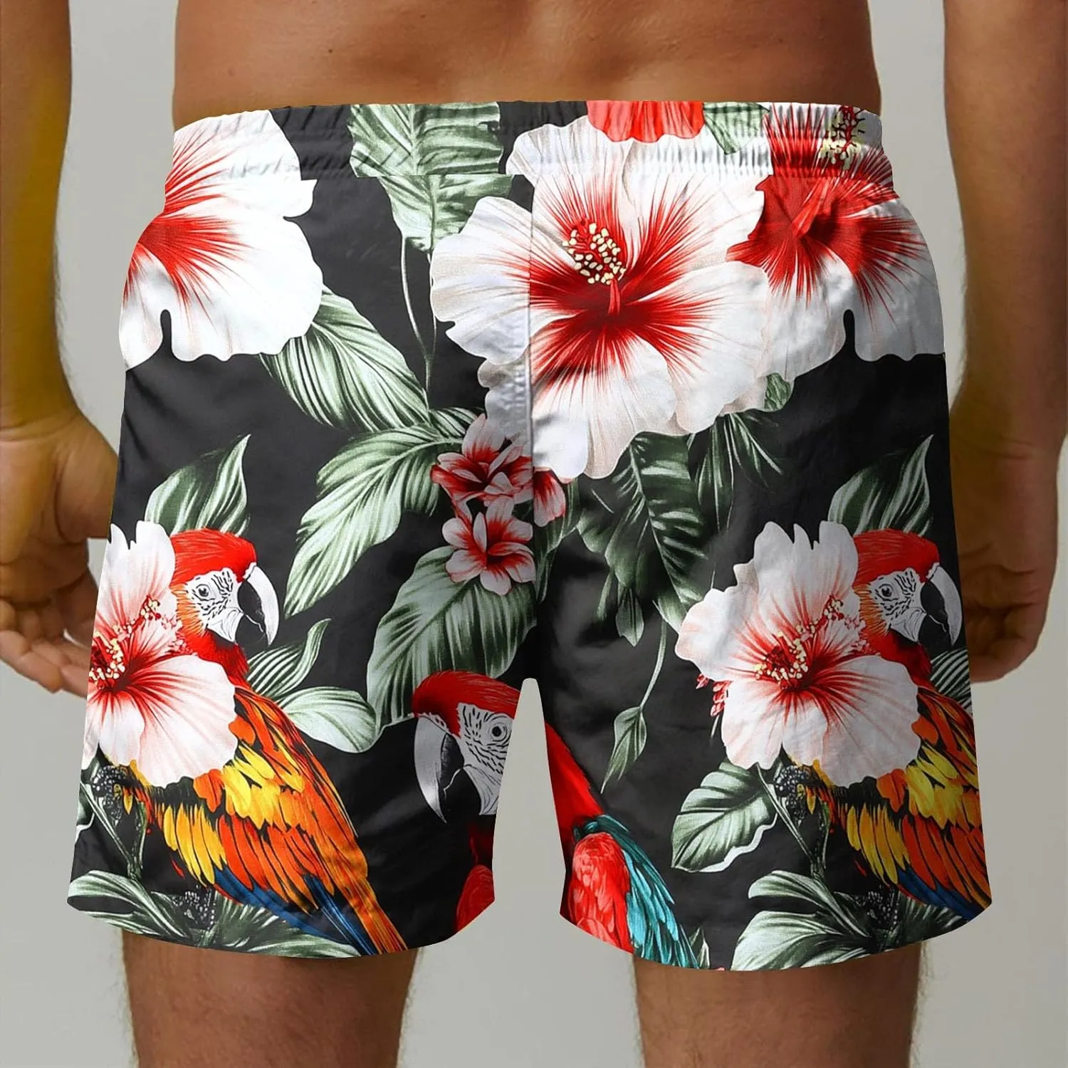 Mens Board Shorts Swimwear Summer Beach Hawaii Graphic Stretch Swim Trunks Elastic Drawstring Waist Bermuda Shorts