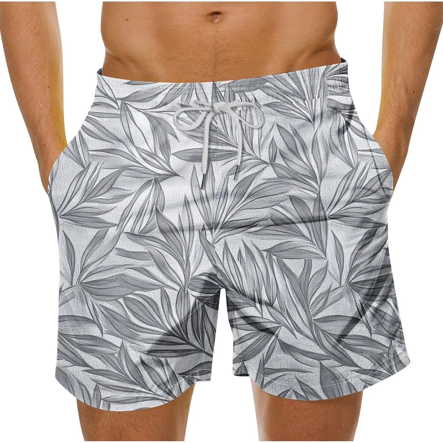 Mens Board Shorts Swimwear Summer Beach Hawaii Graphic Stretch Swim Trunks Elastic Drawstring Waist Bermuda Shorts