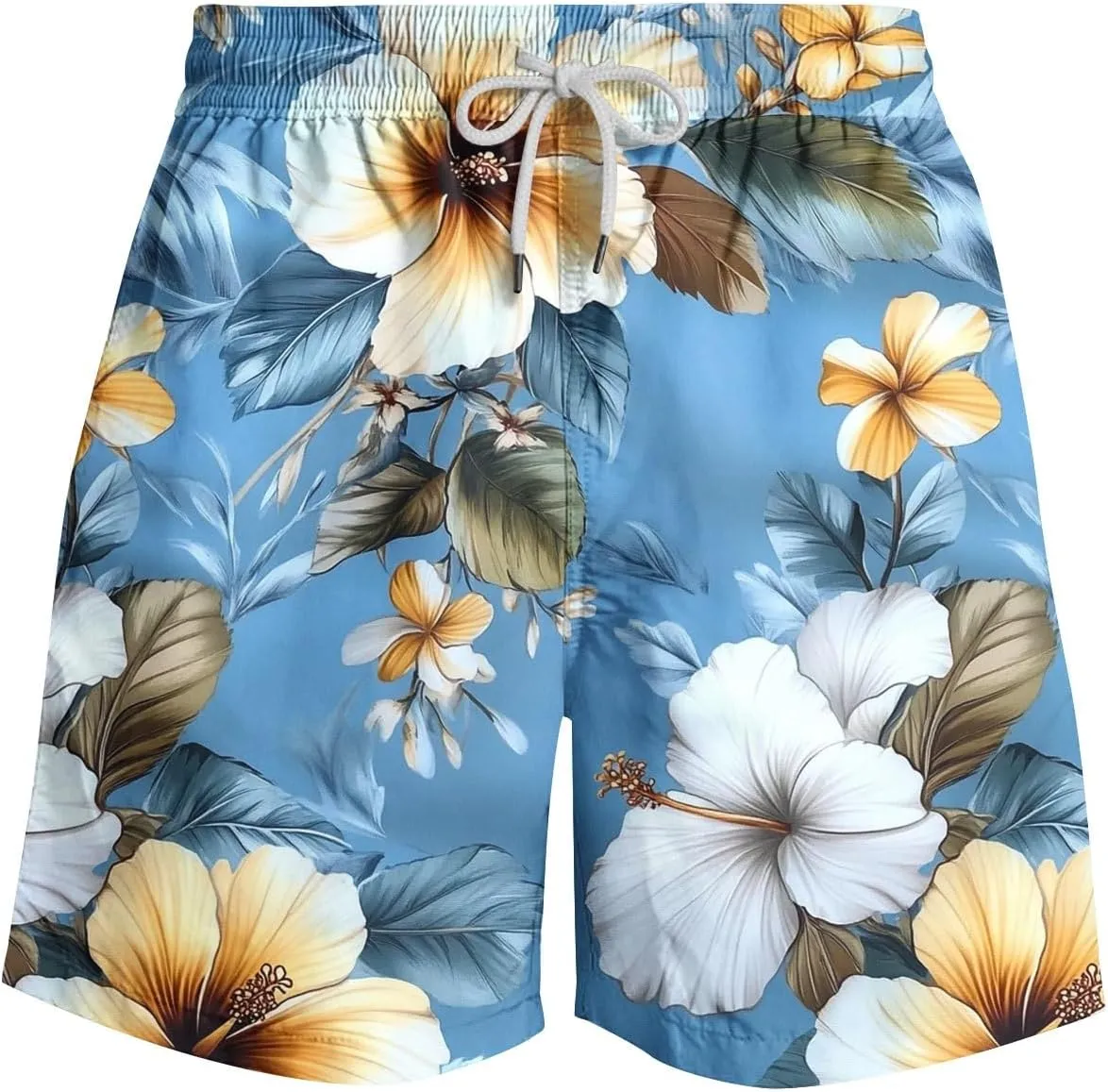 Mens Board Shorts Swimwear Summer Beach Hawaii Graphic Stretch Swim Trunks Elastic Drawstring Waist Bermuda Shorts