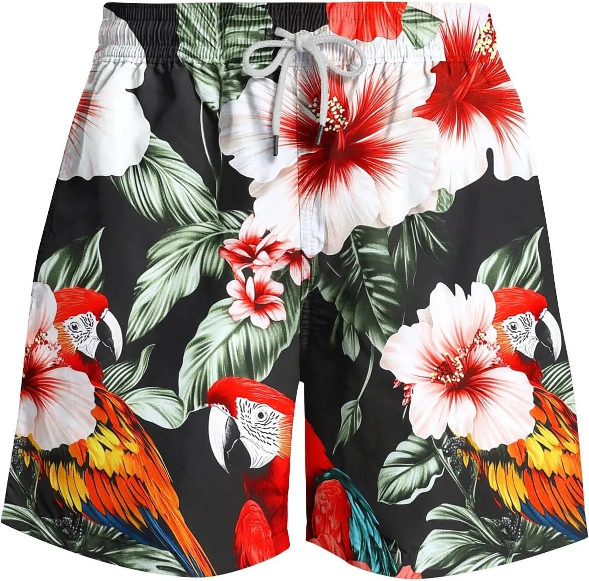 Mens Board Shorts Swimwear Summer Beach Hawaii Graphic Stretch Swim Trunks Elastic Drawstring Waist Bermuda Shorts
